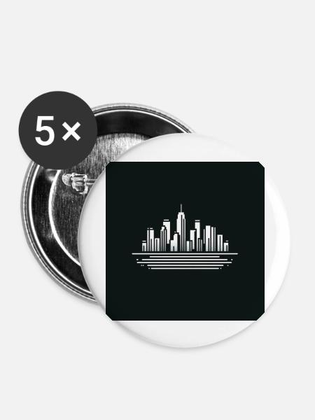 Midnight Metropolis - Buttons groß 56 mm (5er Pack) - Weiß