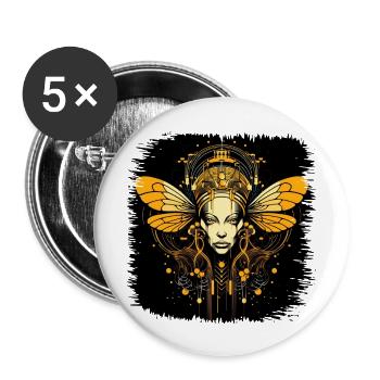 Nature Bumble Bee drôle ruche cadeau d’anniversaire - Lot de 5 grands badges (56 mm) - blanc - Devant