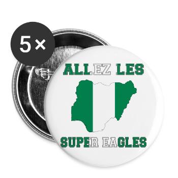 Allez Les Supers Aigles Maillot de Pied - Lot de 5 grands badges (56 mm) - blanc - Devant