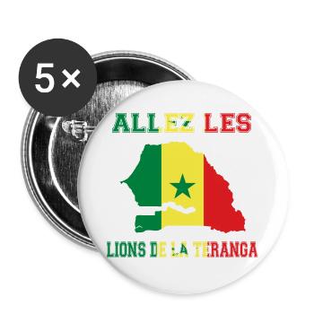 Allez Les Lions de la Teranga Maillot de Pied - Lot de 5 grands badges (56 mm) - blanc - Devant