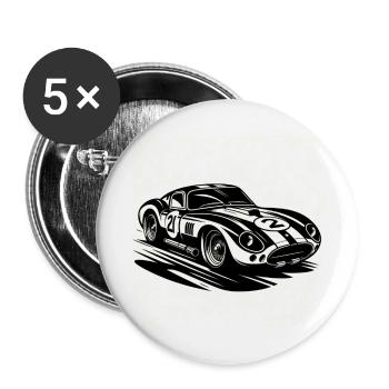 ;inimalist vintage sports car - Buttons groß 56 mm (5er Pack) - Weiß - Vorne