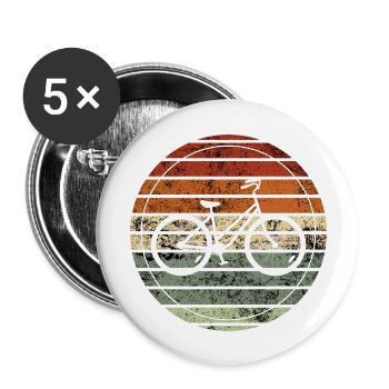 vélo rétro -idée cadeau vintage - Lot de 5 grands badges (56 mm) - blanc - Devant