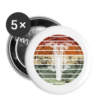 Retro Motorcycle - Vintage Gift Idea - Buttons large 2.2''/56 mm (5-pack) - white - Front