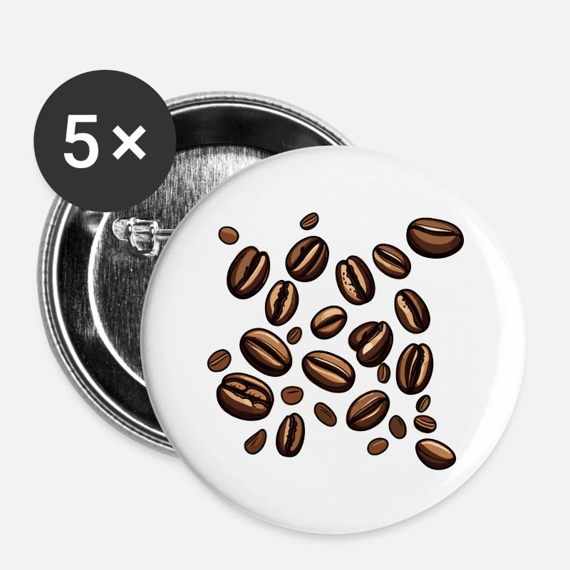 Coffee Beans Coffee - Buttons large 2.2''/56 mm (5-pack) - white
