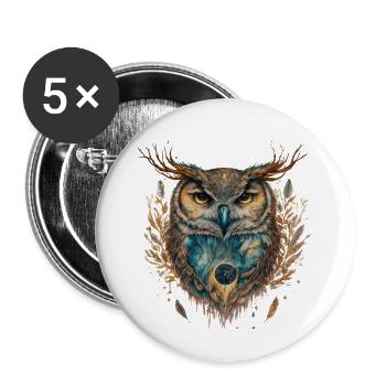 Magic owl shamanic power animal, intuition. - Buttons large 2.2''/56 mm (5-pack) - white - Front
