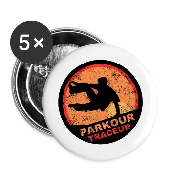 Parkour Traceur Stylised Logo - Buttons large 2.2''/56 mm (5-pack) - white - Front