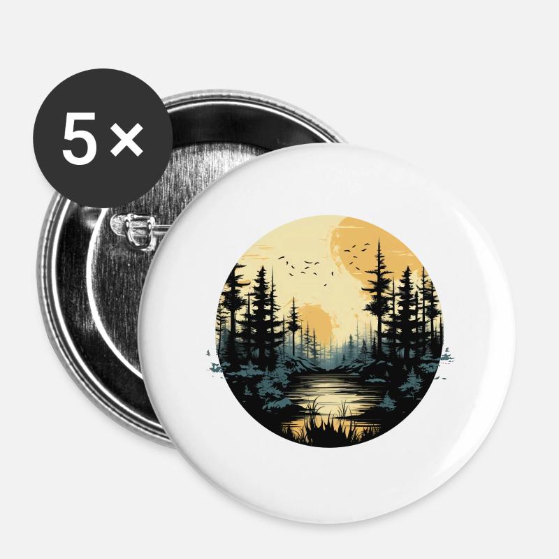 Full moon woods - Buttons large 2.2''/56 mm (5-pack) - white