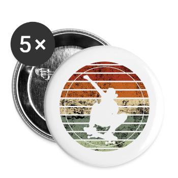Retro Skateboard - Vintage Geschenkidee - Buttons groß 56 mm (5er Pack) - Weiß - Vorne