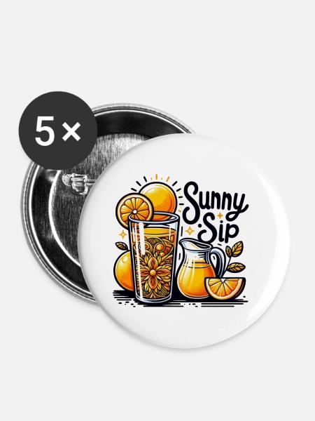 Sunny Sip - Buttons groß 56 mm (5er Pack) - Weiß