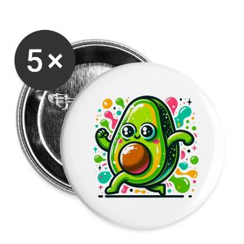 Tanzende Avocado - Buttons groß 56 mm (5er Pack) - Weiß - Vorne
