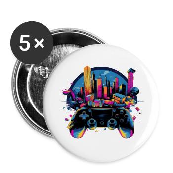 Gaming Universe: Controller & Cityscape Art - Buttons groß 56 mm (5er Pack) - Weiß - Vorne