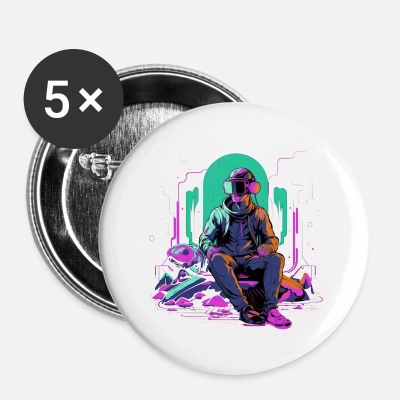 VR Gaming Zen: Digital Relaxation Art - Buttons large 2.2''/56 mm (5-pack) - white
