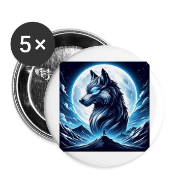 Wolf - Buttons groß 56 mm (5er Pack) - Weiß - Vorne