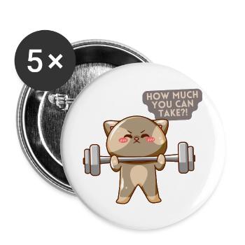 Cat Brave Trainingsmotivation - Buttons groß 56 mm (5er Pack) - Weiß - Vorne