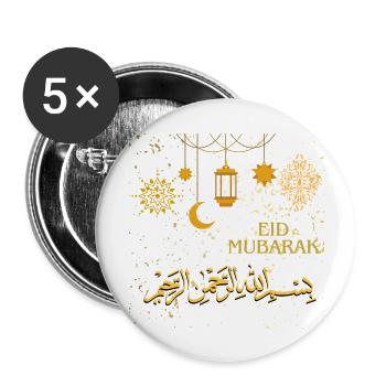 Ramadan, Eid Mubarak - Buttons large 2.2''/56 mm (5-pack) - white - Front