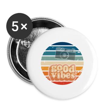 Original Retro - Geburtstag Vintage Design - Buttons groß 56 mm (5er Pack) - Weiß - Vorne