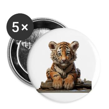Young tiger on the prowl - Buttons large 2.2''/56 mm (5-pack) - white - Front