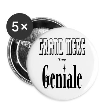 Grand Mère Trop Géniale Mamie - Lot de 5 grands badges (56 mm) - blanc - Devant
