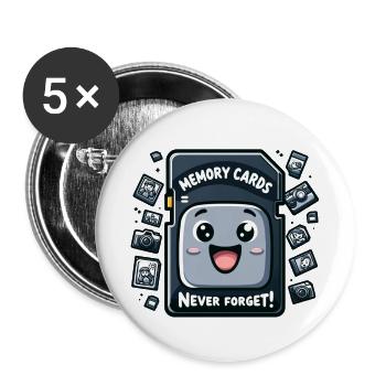 Les cartes mémoire n’oublient jamais - Lot de 5 grands badges (56 mm) - blanc - Devant