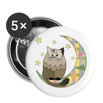 Chat - Lot de 5 grands badges (56 mm) - blanc - Devant