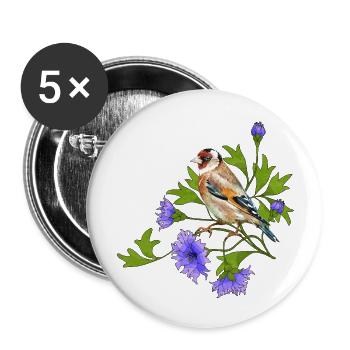 Oiseau coloré - Lot de 5 grands badges (56 mm) - blanc - Devant