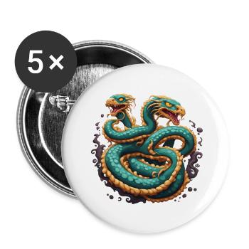 Hydra / Greek Mythology / Serpent - Buttons large 2.2''/56 mm (5-pack) - white - Front