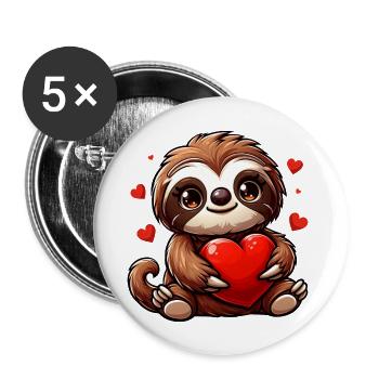 Sloth Love - Perfect for Valentine's Day and - Buttons large 2.2''/56 mm (5-pack) - white - Front