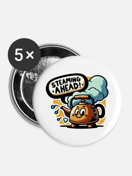 Steaming Ahead - Buttons groß 56 mm (5er Pack) - Weiß
