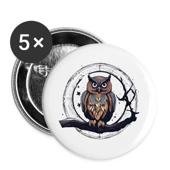 magic owl 1 - Buttons groß 56 mm (5er Pack) - Weiß - Vorne