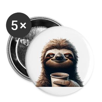 Sloth-Time - Buttons groß 56 mm (5er Pack) - Weiß - Vorne