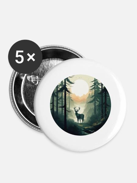 Morgendlicher Wald - Buttons groß 56 mm (5er Pack) - Weiß