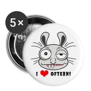 Funny Bunny - Buttons groß 56 mm (5er Pack) - Weiß - Vorne