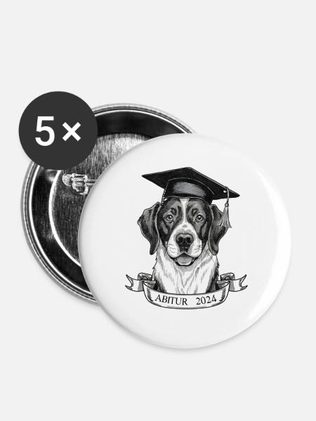Abitur 2024 - Buttons groß 56 mm (5er Pack) - Weiß
