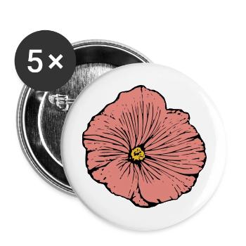 Blume rosa pinke Blume Blumen pink rosa Blumen - Buttons groß 56 mm (5er Pack) - Weiß - Vorne