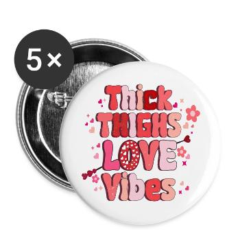 Love me Valentine Happy Valentines Valentines - Buttons large 2.2''/56 mm (5-pack) - white - Front