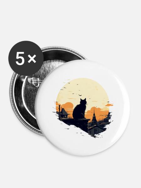 Einsame Katze - Buttons groß 56 mm (5er Pack) - Weiß