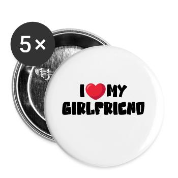 J’aime ma copine - Lot de 5 grands badges (56 mm) - blanc - Devant