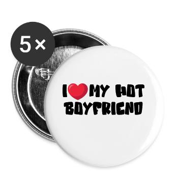 J’aime mon petit ami chaud - Lot de 5 grands badges (56 mm) - blanc - Devant
