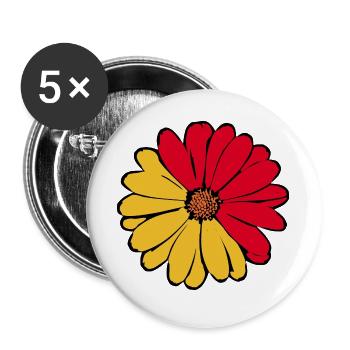 70er Jahre Blume Geschenk  - Buttons groß 56 mm (5er Pack) - Weiß - Vorne
