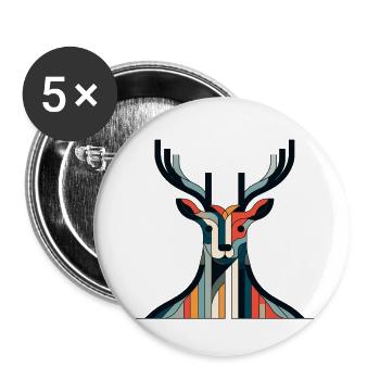 Hirsch - Buttons groß 56 mm (5er Pack) - Weiß - Vorne