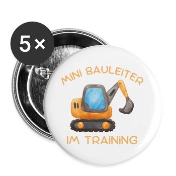 Bauleiter im Training - Buttons groß 56 mm (5er Pack) - Weiß - Vorne