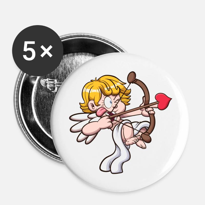 Valentine's Cherub Aiming With Bow And Arrow - Buttons large 2.2''/56 mm (5-pack) - white