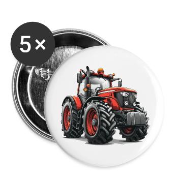 Niedlicher Traktor - Buttons groß 56 mm (5er Pack) - Weiß - Vorne