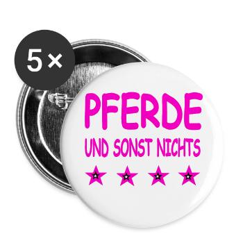 Pferde - Buttons groß 56 mm (5er Pack) - Weiß - Vorne