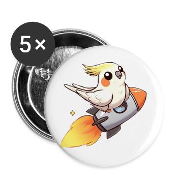 Cockatiel (18) - Buttons large 2.2''/56 mm (5-pack) - white - Front