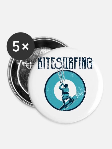 Kitesurfer - Buttons groß 56 mm (5er Pack) - Weiß