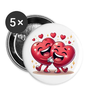 Happy Valentine’s Hearts! - Buttons large 2.2''/56 mm (5-pack) - white - Front