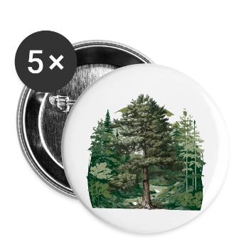 Wald Natur Wildnis Flora Naturliebhaber Baum - Buttons groß 56 mm (5er Pack) - Weiß - Vorne