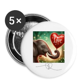 Elephant Love - Buttons large 2.2''/56 mm (5-pack) - white - Front