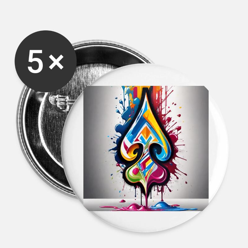 Graffiti Spades - Buttons large 2.2''/56 mm (5-pack) - white